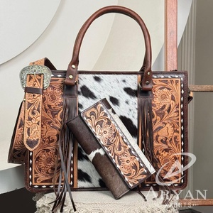 กระเป๋าโท้ทหนังวัวพร้อมเครื่องมือทำมือมาใหม่ชุดจับคู่2ชิ้น - Product Image 1