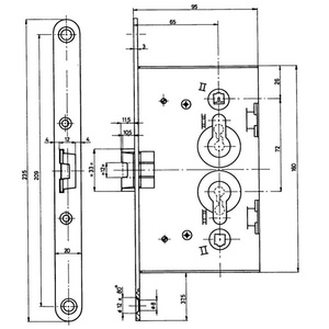 BEVER PZW 20/65/72/8 mm DIN Left/Right Galvanized Rounded Mortise Lock for Metal <b>Storage</b> <b>Lockers</b> - Product Image 3