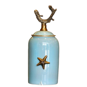 Lot de 2 pots à gingembre décoratifs de luxe faits à la main avec couvercle en aluminium métal pour maison hôtel mariage occasion pot à gingembre - Product Image 4