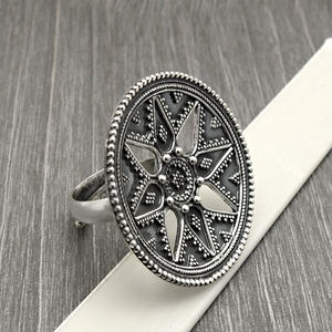 Indian Artisan Look 925 Sterling Oxydé Argent Réglable Bohème Bague Bijoux Faits À La Main Fabricant Usine En Vrac Prix Inde - Product Image 1