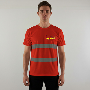 Hi-Vis ANSI Class 2 Oversized Short Sleeve Safety Men's <b>T</b>-<b>shirt</b> Polyester Moisture-Wicking Reflective Tape LED <b>Flash</b> Waterproof - Product Image 4