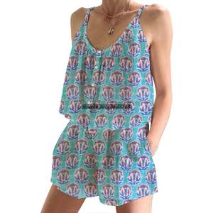 High Quality <b>Woman</b> Two-Piece Co-Ord Shorts Pajama Set <b>Tops</b> Shorts Spring/Summer Floral Fitted Strappy Sleeveless <b>PJ</b> Set - Product Image 5