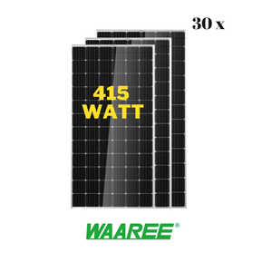 Waaree Energies 415 Watt 24 Volts Mono Panel solar cristalino Media celda Tipo N Paquete de 30 12,45 kW - Product Image 2