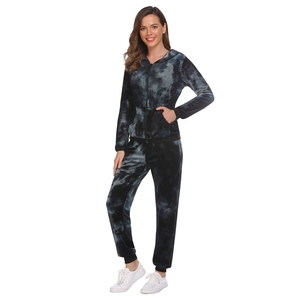Tie Dye Logotipo personalizado Señoras Jogger 2 piezas Ropa de fitness Trajes de chándal Jogging SportsuitWomens Chándales - Product Image 1