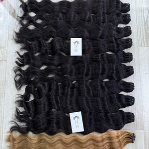 Sun Hair Company Luxe Naturel Noir Double Dessiné Naturel Ondulé Trame Bundles de Cheveux Brut Vietnamien Cheveux Humains Sans Colle Perruque HD Lace - Product Image 6