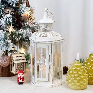 Linterna negra mate hecha a mano con artesanías H.M.A con ventanas de vidrio para decoración minimalista moderna del hogar de Navidad - Product Image 3