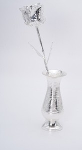 Modern Silver Rose <b>Display</b> Vase Luxury Metal Decorative <b>Flower</b> for Interior Home Decor Halloween Wedding Banquet Decoration - Product Image 4