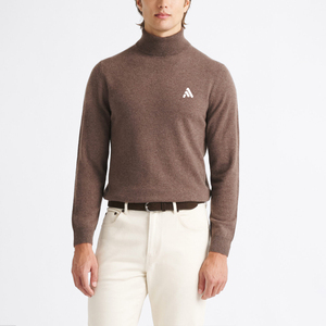 Pull en coton 100% pour homme, logo personnalisé OEM, fin, pour l'hiver, avec logo sur le devant, coupe régulière, surdimensionné - Product Image 1