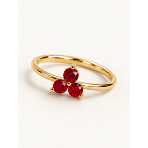 Bague Trio Rubis - Bague en grappe plaquée or avec pierres de zircon serties invisiblement, style hip-hop tendance - Product Image 1