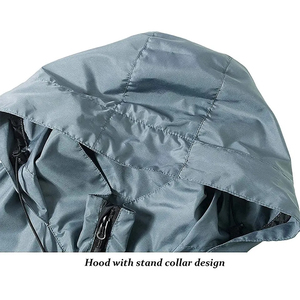 2026 Best Quality <b>Men</b> & Women's <b>Rain</b> <b>Jacket</b> Nylon Windbreaker Stand Collar Front Logo Light Hood Winter Season - Product Image 3