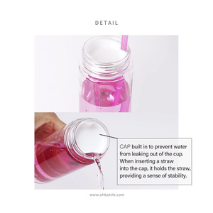 Botella de Agua Reutilizable OHBOTTLE de Tritán sin BPA de Alta Calidad con Tapa Organizadora de Pastillas, Diseño Coreano, Tamaños de 12oz y 16oz - Product Image 5