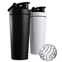 Customized Logo 960ml Stainless Steel Single Wall Protein Shaker Cup Shakes  Blender Water Bottles with Wire Whisk for Workout