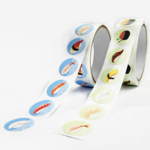 200PCS/roll 1 Inch High Quality Textured <b>Paper</b> Sushi Sealing <b>Sticker</b> - Product Image 1