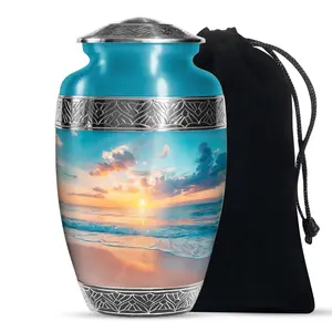 Urna Funeraria para Cenizas de Adultos con Diseño de Atardecer en el Océano, Urnas Conmemorativas para Cenizas de Cremación en la Playa - Product Image 2