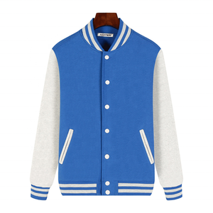 High Quality Vintage Casual Stand Collar <b>Winter</b> Style Plain Dyed Letterman Bomber <b>Jacket</b> Front 100% Wool Men's Varsity <b>Jacket</b> - Product Image 4