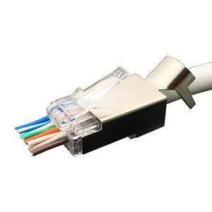 Connecteurs modulaires traversants Cat6a/Cat7 avec pigtail (lot de deux), pour câble torsadé <span class=keywords><strong>ou</strong></span> multibrin 23AWG - Product Image 1
