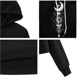 Sweat à capuche court en coton pour femme avec col zippé, vente en gros, logo personnalisé, conception OEM, best-seller, taille plus, crop top, logos avant et arrière - Product Image 2