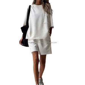 Two Piece Tracksuit Loose Fitting T-shirt <b>Shorts</b> <b>Suit</b> High Quality Printed Oversize Loose Drop Shoulder O-neck Vintage T-shirt - Product Image 6