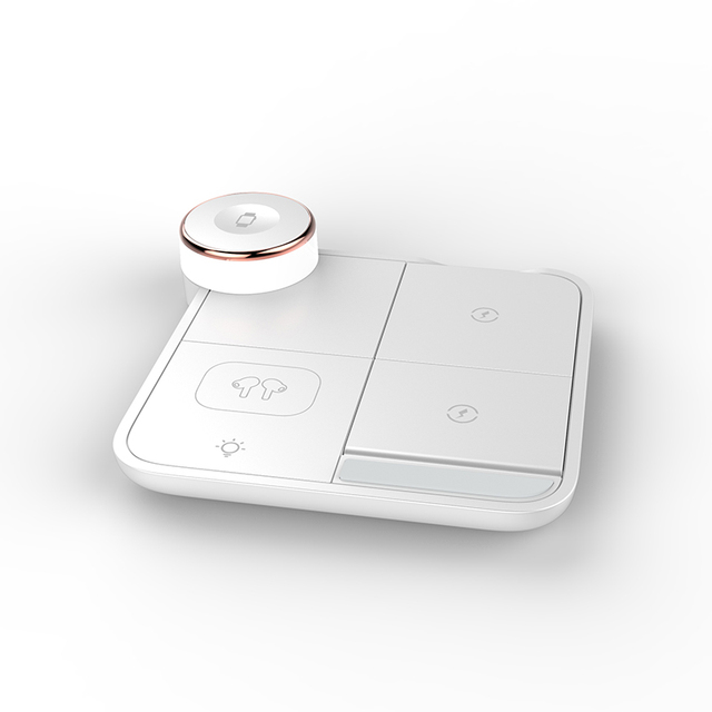 Modern 4 in 1 Folding Fast Wireless Charging for Cellphone Earphone Watch with Night Light Put on Living Room