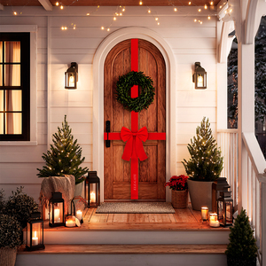 Lazo de Plástico Rojo para Decoración Navideña, para Puerta de Armario, Árbol y Hogar, para Envolver Regalos - Product Image 2