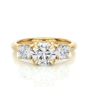 แหวนหมั้นทองคำขาว 2 กะรัต ประดับโมอิสซาไนต์ทรงกลมสามเม็ด ดีไซน์หรูหรา - Product Image 6