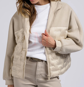 2024 Winter Hot Selling Premium Quality Oversized Cropped High Collar Puffer <b>Jacket</b> Custom Logo <b>Long</b>-sleeved Panel Design Stand - Product Image 2