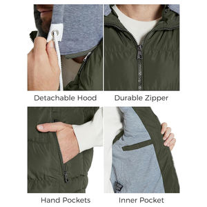 Chaleco Acolchado Sin Mangas para Hombre, Estilo Urbano, Térmico, Suave, Informal, Transpirable, con Bolsillo con Cremallera - Product Image 5