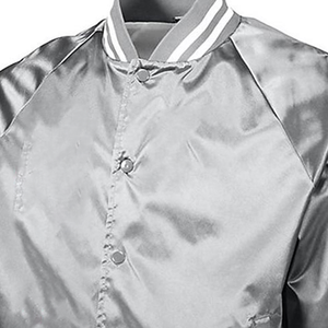 <b>Silver</b> Grey Unisex Bomber <b>Jacket</b> Satin Windproof Waterproof Breathable Spring Reversible Quick Dry V-neck Zipper Closure Front - Product Image 6