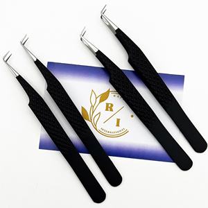 Pince à cils en acier inoxydable mince à 90 degrés de marque privée ventilateurs de pointe de volume de fibre d'extension de cils écologiques - Product Image 2