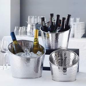 Cesta de cubitos de hielo decorativa de acero inoxidable de Latón chapado en oro con diseño curvo de 3 metales para botellas de vino - Product Image 6