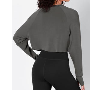 Haute qualité logo personnalisé à manches longues 100 coton surdimensionné femmes blanc haut court femmes sweat personnalisé - Product Image 6