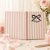 LABON Journal à nœud Journal personnalisé Nom personnalisé Cahier mignon Papeterie esthétique pour femme Cadeau pour elle