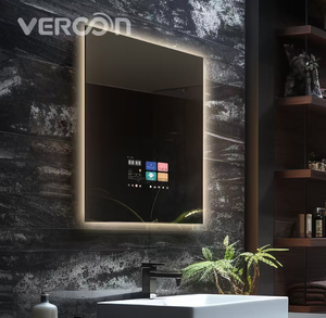 (T&D) Dernier modèle de miroir intelligent numérique LED pour salle de bain avec Bluetooth, musique, anti-buée, TV, Wi-Fi et écran tactile, compatible Android - Product Image 1