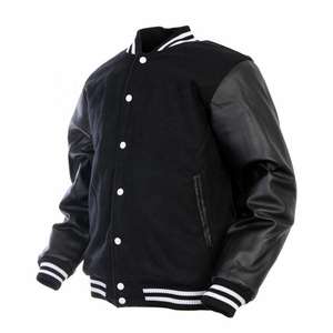 2025 Men's Custom Vintage Varsity <b>Jacket</b> Winter High Quality Leather Sleeves Letterman Breathable Wool Varsity <b>Jacket</b> For Men - Product Image 3