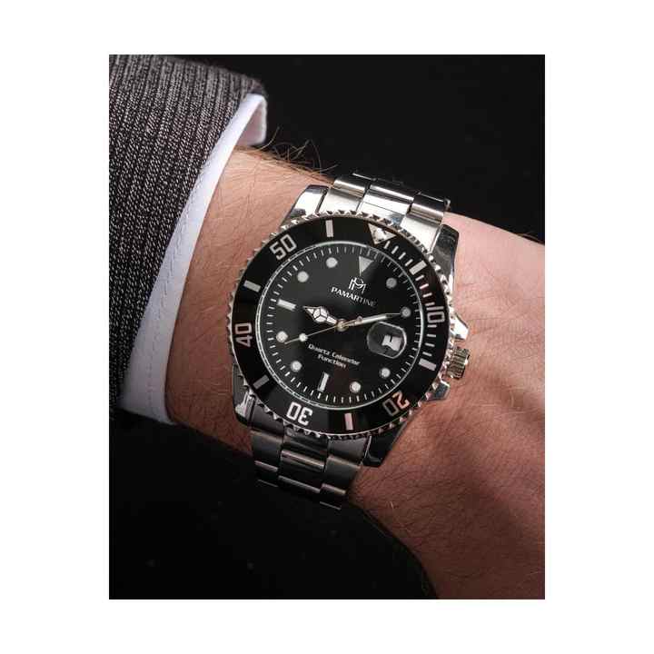 Active Calendar Function Rotating Bezel Steel Strap Men's Wristwatch Bracelet Gift