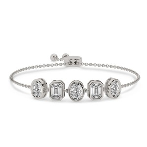 Pulsera de Moda con Diamantes Cultivados en Laboratorio de Múltiples Formas, 2 Ct Tw, Color F-G, Claridad VS, 5 Diamantes, Oro Sólido de 14K, Diseño de Corte Variado - Product Image 1