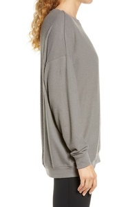 Sudadera de alta calidad para mujer, logotipo personalizado, cuello redondo, hombro caído, gran tamaño, informal, Terry, Sudadera con capucha larga, ropa de gimnasio activa para mujer - Product Image 3