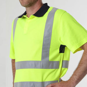 Meilleur fournisseur de vêtements de travail de sécurité réfléchissants à haute visibilité, polo pour homme, polo à séchage rapide, couleur unie - Product Image 3