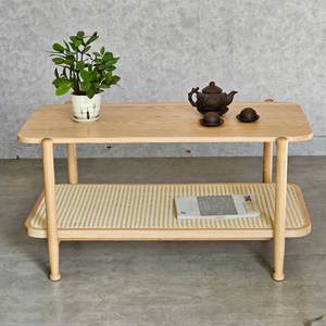 Scandinavian Design 2-Tier Ash Wood <b>Coffee</b> <b>Table</b> Convertible Rectangular 100x50x52cm Durable for Indoor Use Living Room <b>Table</b> - Product Image 2