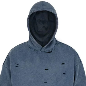 Men's Distressed Vintage <b>Wash</b> Winter Hoodie 400gsm Regular Fit Heavyweight French Terry Custom Streetwear 100% Cotton Front - Product Image 4