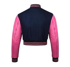 Customized Cropped Varsity <b>Jacket</b> Women Premium Quality Leather and Wool Baseball Letterman <b>Jacket</b> for Women's Long Sleeve OEM - Product Image 2