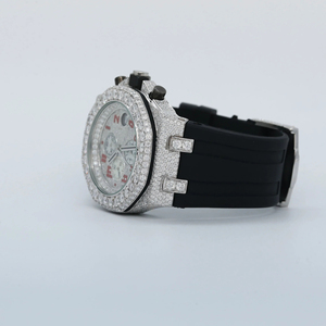 Reloj de Lujo Personalizado para Hombre, Estilo Hip Hop, con Diamantes Cultivados en Laboratorio, Movimiento de Cuarzo y Esfera de Cristal, Correa Plateada - Product Image 2
