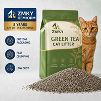 Litière pour chat à base de plantes pures, thé vert, biodégradable, soluble dans l'eau, à agglomération rapide, contrôle des odeurs, vente en gros en vrac