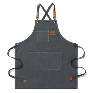 Delantal de cocina para hornear Bule ajustable Unisex de lona de algodón estilo lavado personalizado con bolsillos - Product Image 2