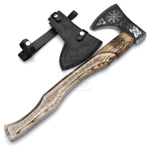 Hache Viking Tomahawk DD-VikingAxe-120, hache barbue forgée à la main, 4 lames coupantes, longueur totale 20 pouces, 1200g, manche en bois, camping - Product Image 1