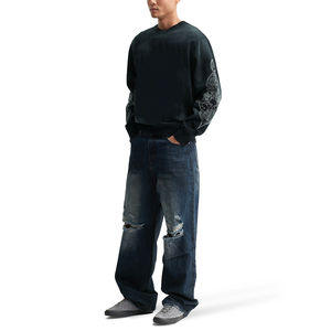 Sweat-shirt en molleton à col rond uni pour homme, fabrication OEM, manches longues, haute qualité, logo personnalisé - Product Image 5