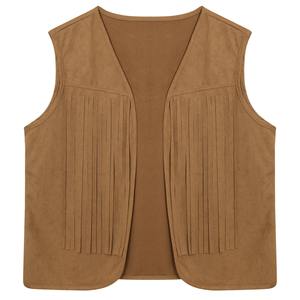 เสื้อกั๊กวินเทจแบบเต็มตัวของผู้ชายเสื้อกั๊กแบบเปิดด้านหน้าทรงหลวมทำจากหนังกลับแท้แท้แท้แบบสั่งทำ - Product Image 6