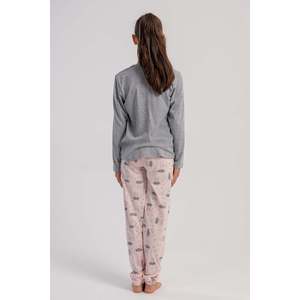 KIZ COCUK P.SUPREM O YAKA UZUN KOL ETEGI OVAL MANSETLI PIJAMA TAKIM(7-8/13-14) - สีเทาผสมสี - สีเทาผสมสี - Product Image 4