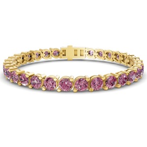 Violet Purple Round Lab Grown Diamond Tennis Bracelet 2 Ct Tw VS Clarity 78 Diamonds 14K <b>Solid</b> <b>Gold</b> Regal Jewel Tone Sparkle - Product Image 3