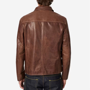 Vestes en cuir à col rabattu personnalisées pour hommes, vestes en cuir nouveau design à la mode pour hommes, vente en ligne - Product Image 2